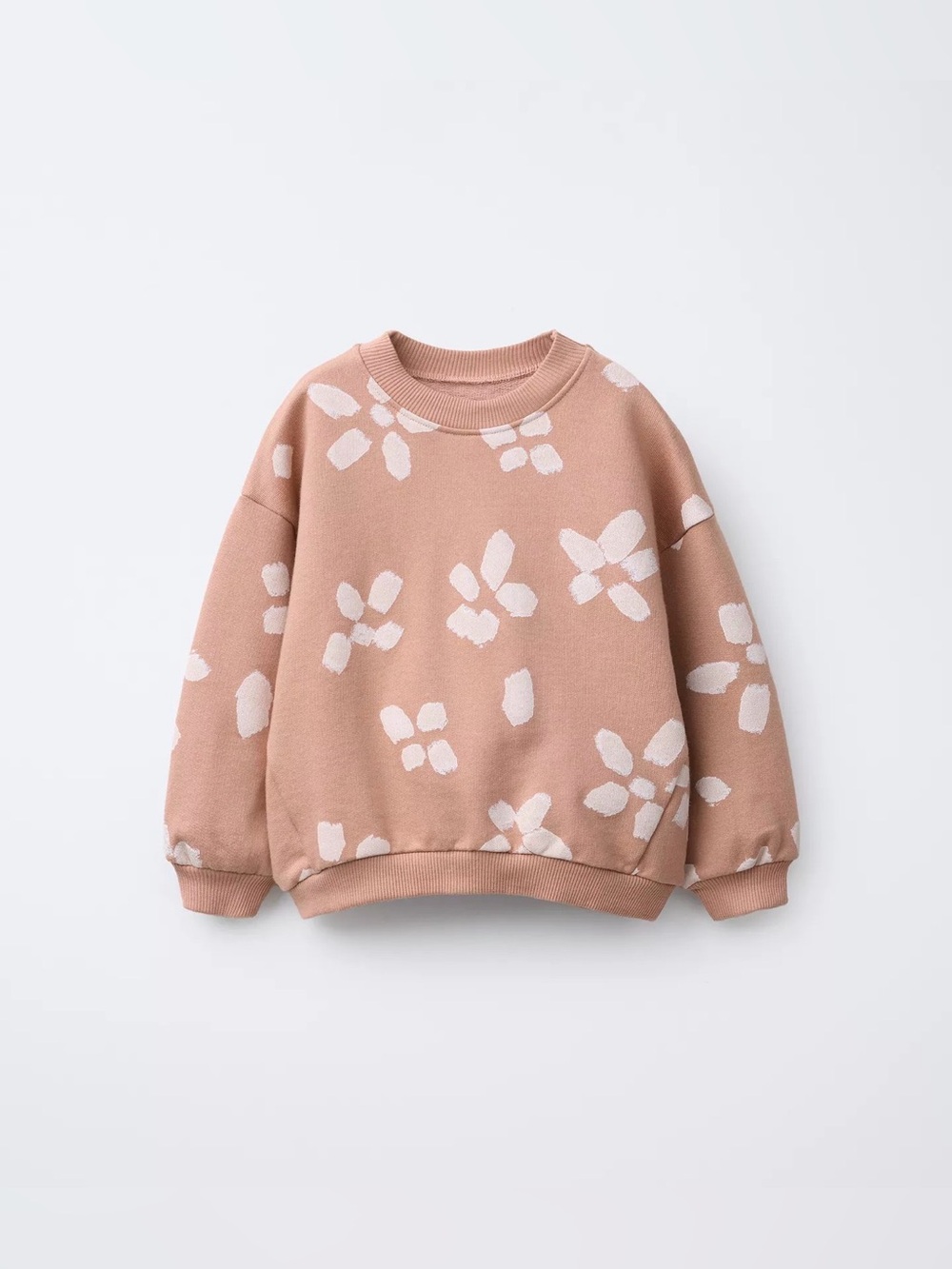 Zara Floral Crewneck Sweater - Dusty Rose & White - 100% Cotton - Size: 5T